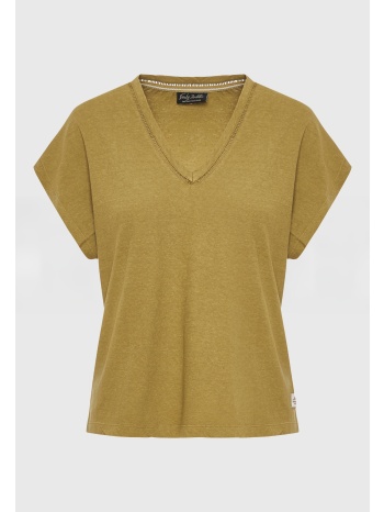 γυναικείο linen blend μονόχρωμο t-shirt