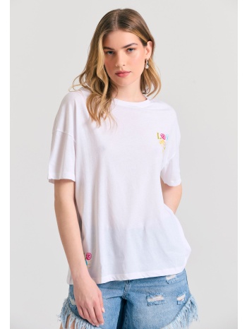 loose fit t-shirt με text artwork τύπωμα στην πλάτη