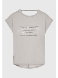 γυναικείο t-shirt με τύπωμα text artwork και ανοιχτή πλάτη