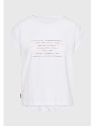γυναικείο t-shirt με τύπωμα text artwork και ανοιχτή πλάτη