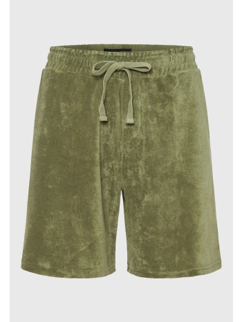 slim tapered fit αθλητική βερμούδα σε πετσετέ ύφασμα