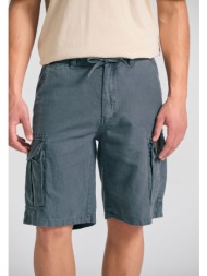 loose fit linen blend cargo βερμούδα