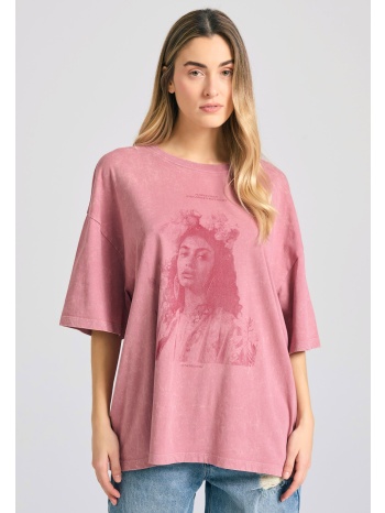 oversized garment dyed t-shirt με vintage τύπωμα