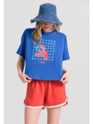 γυναικείο loose fit t-shirt με frame τύπωμα