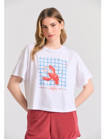 γυναικείο loose fit t-shirt με frame τύπωμα