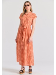 μίντι εμπριμέ σεμιζιέ φόρεμα με πλαϊνό δέσιμο