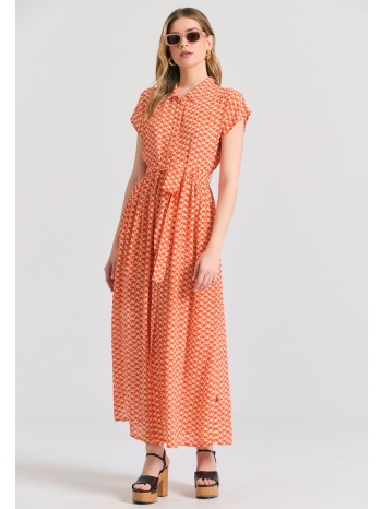 μίντι εμπριμέ σεμιζιέ φόρεμα με πλαϊνό δέσιμο