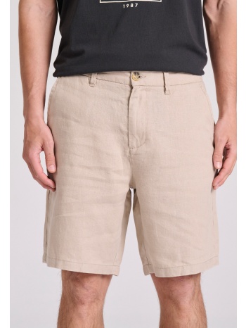 comfort fit linen blend chino βερμούδα