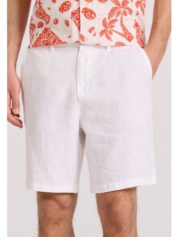 comfort fit linen blend chino βερμούδα