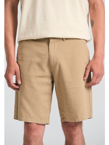 linen blend garment dyed chino βερμούδα.