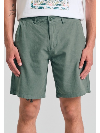 linen blend garment dyed chino βερμούδα.