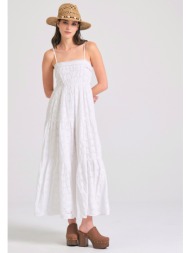 μάξι embroidery φόρεμα με βολάν