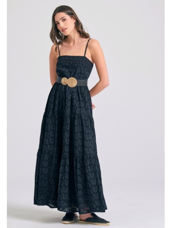 μάξι embroidery φόρεμα με βολάν