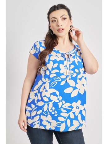 εμπριμέ μπλούζα βισκόζη με δέσιμο σε προσφορά