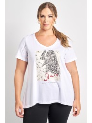 t-shirt βαμβακερό με στάμπα με λεοπάρ λεπτομέρειες