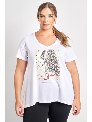 t-shirt βαμβακερό με στάμπα με λεοπάρ λεπτομέρειες σε προσφορά