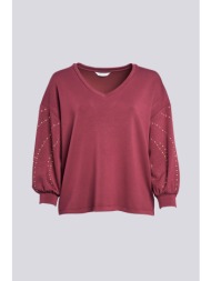 μπλούζα soft touch με v και τρουκ στα μανίκια