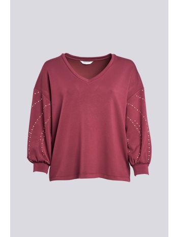μπλούζα soft touch με v και τρουκ στα μανίκια σε προσφορά