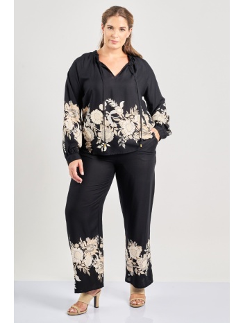 παντελόνα βισκόζης με διακόσμηση λουλούδια σε προσφορά