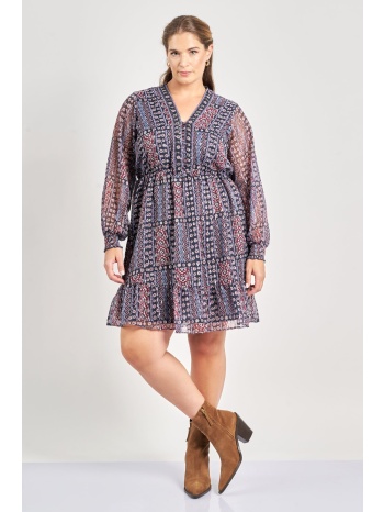 μίνι φόρεμα chiffon boho εμπριμέ με λεπτομέρεια παγιέτες σε προσφορά