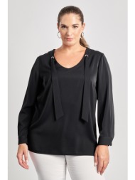 μπλούζα με μανσέτες και γραβάτα