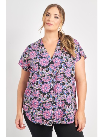 μπλούζα βισκόζη εμπριμέ με πιέτα σε προσφορά