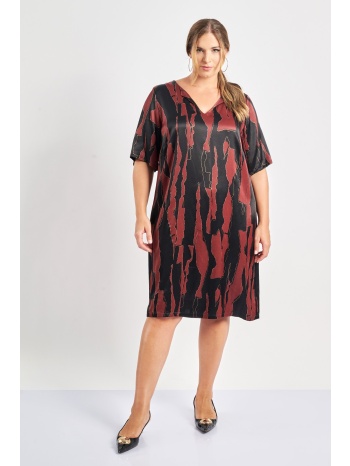 βραδινό φόρεμα σατινέ εμπριμέ γεωμετρικό σε προσφορά