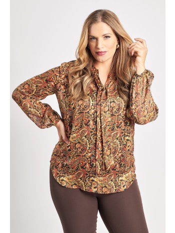 μπλούζα chiffon φλοράλ με δέσιμο σε προσφορά