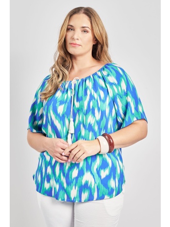 μπλούζα από ρεγιόν εμπριμέ με ελαστική λαιμόκοψη σε προσφορά