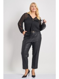 παντελόνι δερματίνης με διακοσμητική αγκράφα