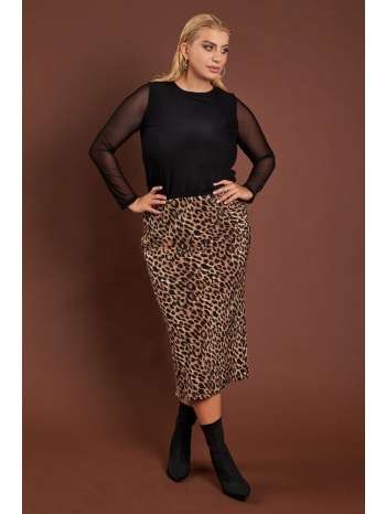 prbt mίντι φούστα σατινέ animal print σε προσφορά