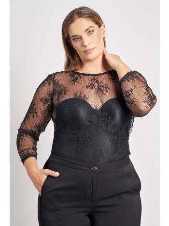 βραδινή see-through μπλούζα ελαστική δαντέλα σε προσφορά