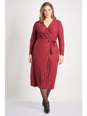 φόρεμα midi κρουαζέ με λάμψη και δέσιμο σε προσφορά