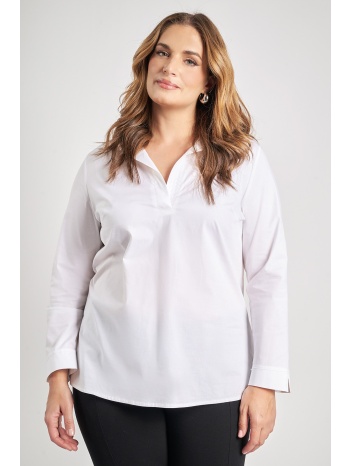 μακρυμάνικο πουκάμισο ποπλίνα με v και γιακά σε προσφορά