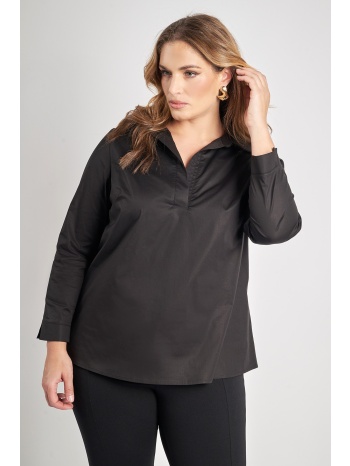 μακρυμάνικο πουκάμισο ποπλίνα με v και γιακά σε προσφορά