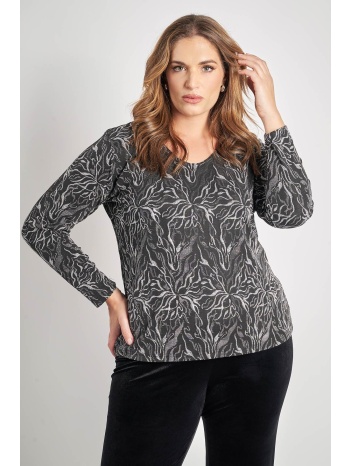 μακρυμάνικη μπλούζα με λάμψη και αφηρημένο τύπωμα σε προσφορά