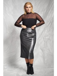 prbt ελαστική ζέρσεϊ φούστα pencil μεταλλιζέ