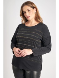 μπλούζα με οριζόντια σχέδια στρας