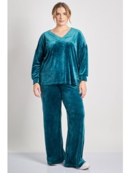 βελούδινο παντελόνι wide leg
