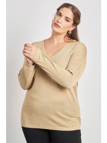 πλεκτό lurex τοπ με v σε προσφορά