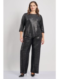 ψηλόμεσο βελουτέ παντελόνι με foil διακόσμηση