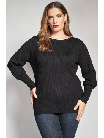 πλεκτή μπούζα ριπ διχρωμία στη λαιμόκοψη σε προσφορά