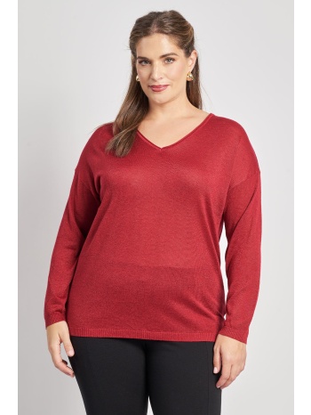 πλεκτό lurex τοπ με v σε προσφορά