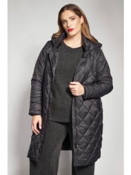 μπουφάν μακρύ καπιτονέ με αποσπώμενη κουκούλα