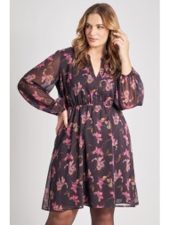φόρεμα σιφόν με εμπριμέ floral και ελαστική μέση