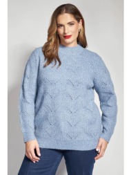 πλεκτό πουλόβερ με ψηλό λαιμό και ανάγλυφη πλέξη