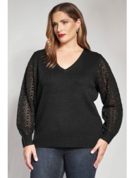 πλεκτή μπλούζα με v και ...