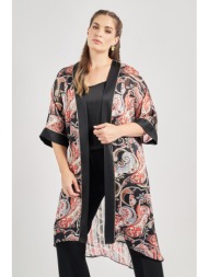 αέρινο kιμονό με σατέν φάσα εμπριμέ λαχούρια