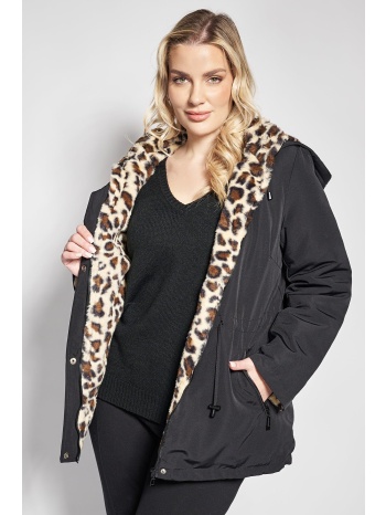 μπουφάν τύπου παρκά με εσωτερική λεοπάρ γούνα σε προσφορά