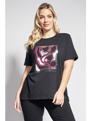 βαμβακερό t-shirt με φόιλ φλοράλ στάμπα